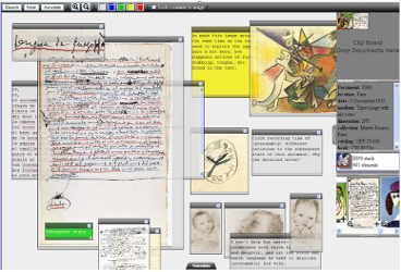 Digital collage of Picasso's writings and artwork